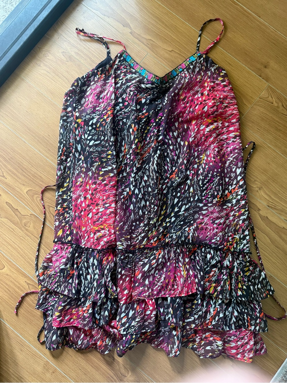Target Pink Black Multicolor Spaghetti-Strap Mini Dress